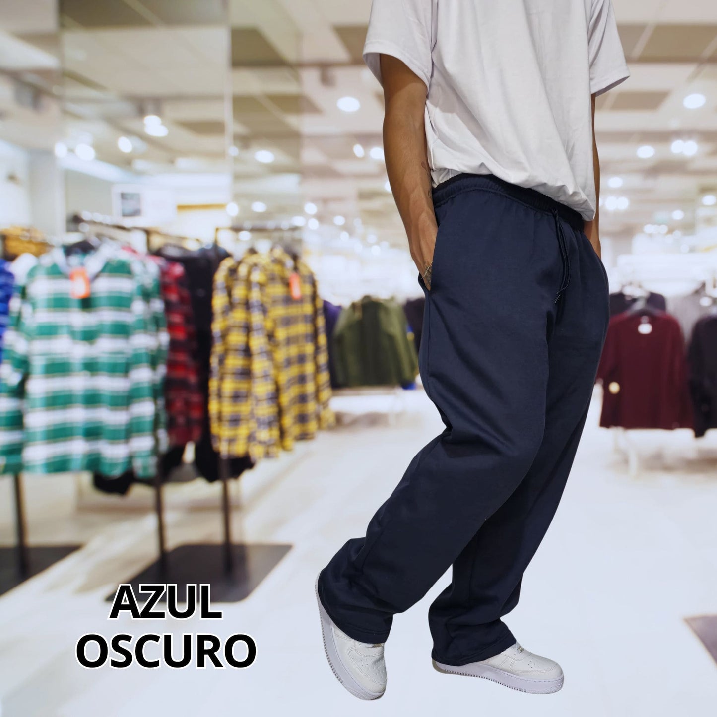 Cool Trendys L / AZUL OSCURO Nuevo Basic & Bold🤩: Jogger Bota Recta para Hombre