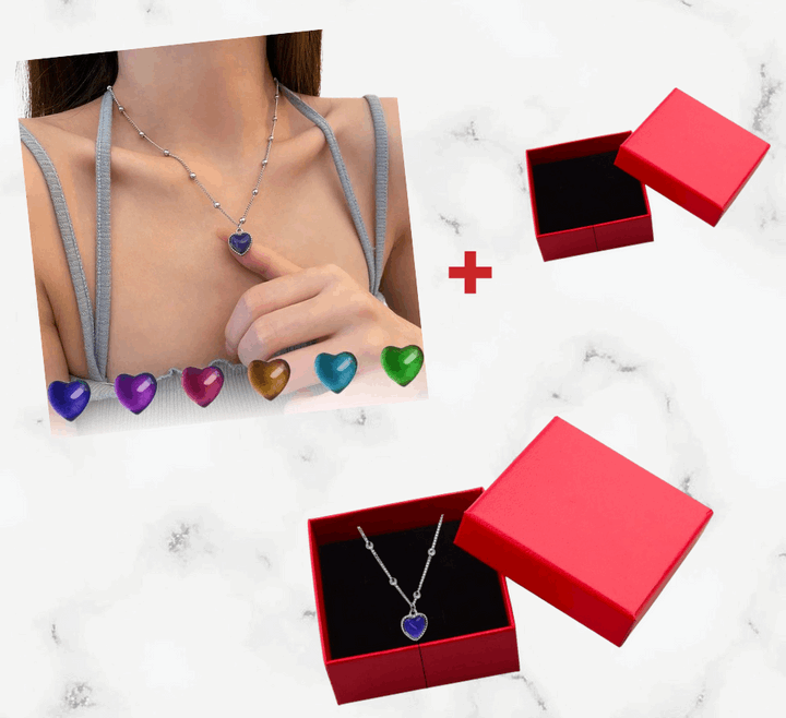 Cool Trendys Navidad Collar de corazón Emociones que cambia de color🌷 + Cajita de Regalo