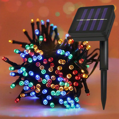 LUCES NAVIDEÑAS MULTICOLOR 10 METROS®️ CON PANEL SOLAR🎅