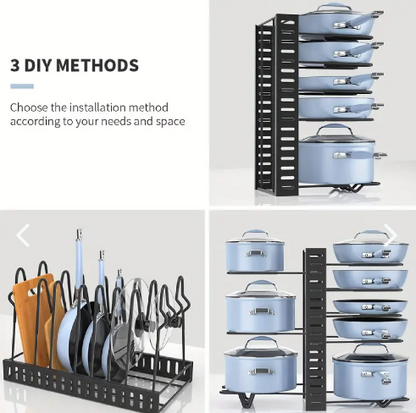pot-holder®️ Organizador de Ollas y Sartenes 8 Niveles 3 en 1