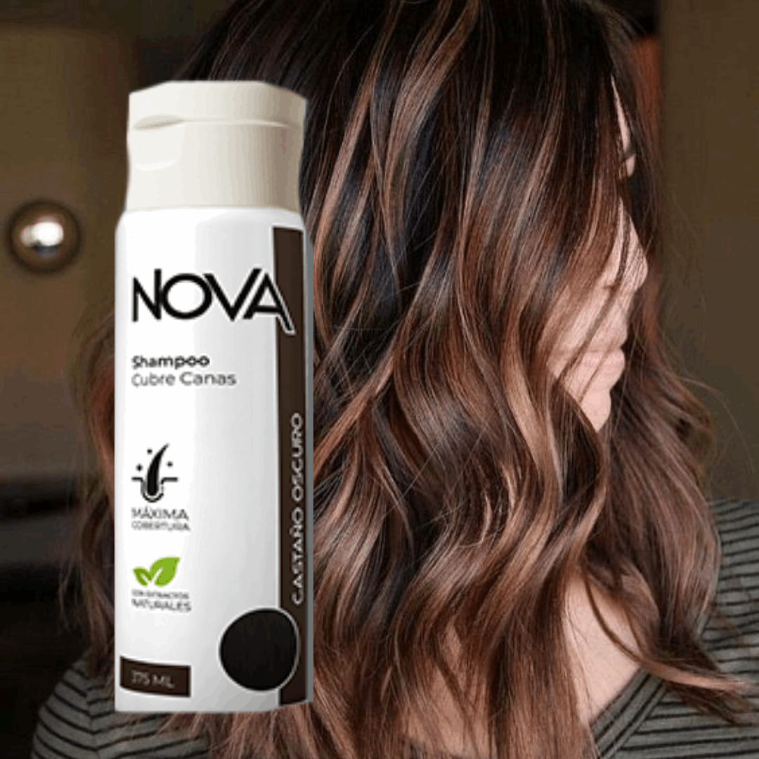 Cool Trendys Castaño Oscuro Shampoo cubre canas®️NOVA
