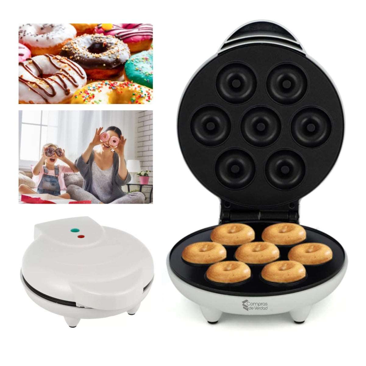 Cool Trendys Cocina, Camping, Piñateria Blanco MAQUINA PARA HACER 7 MINI DONA ROSQUILLA