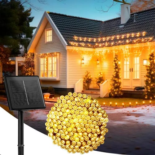 Cool Trendys Herramientas AMARILLAS LUCES NAVIDEÑAS 10 METROS®️ CON PANEL SOLAR🎅