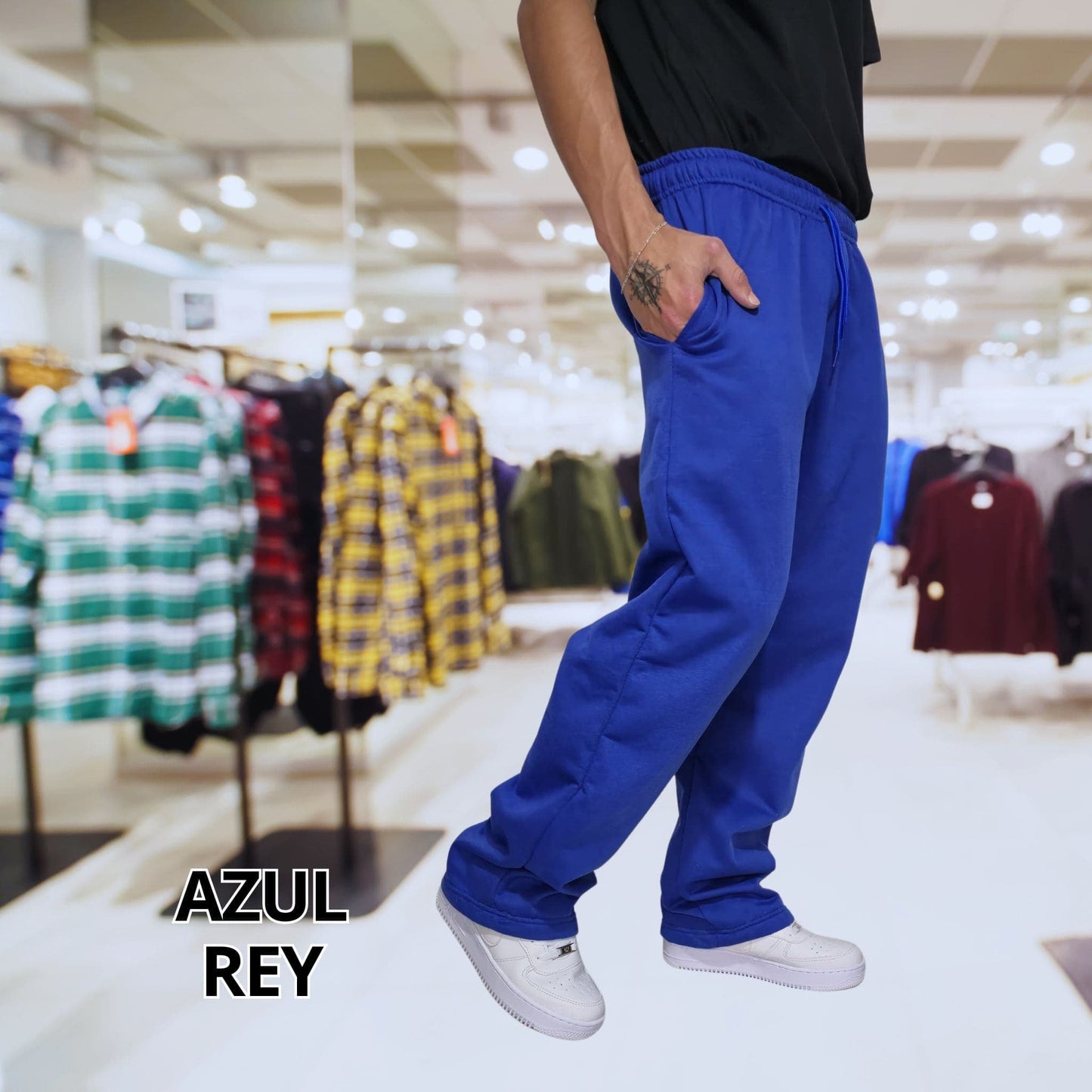 Cool Trendys L / AZUL REY Nuevo Basic & Bold🤩: Jogger Bota Recta para Hombre