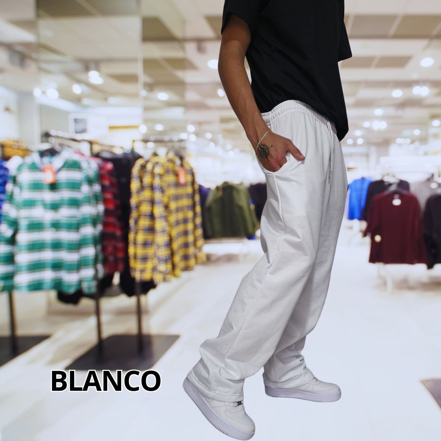 Cool Trendys L / BLANCO Nuevo Basic & Bold🤩: Jogger Bota Recta para Hombre