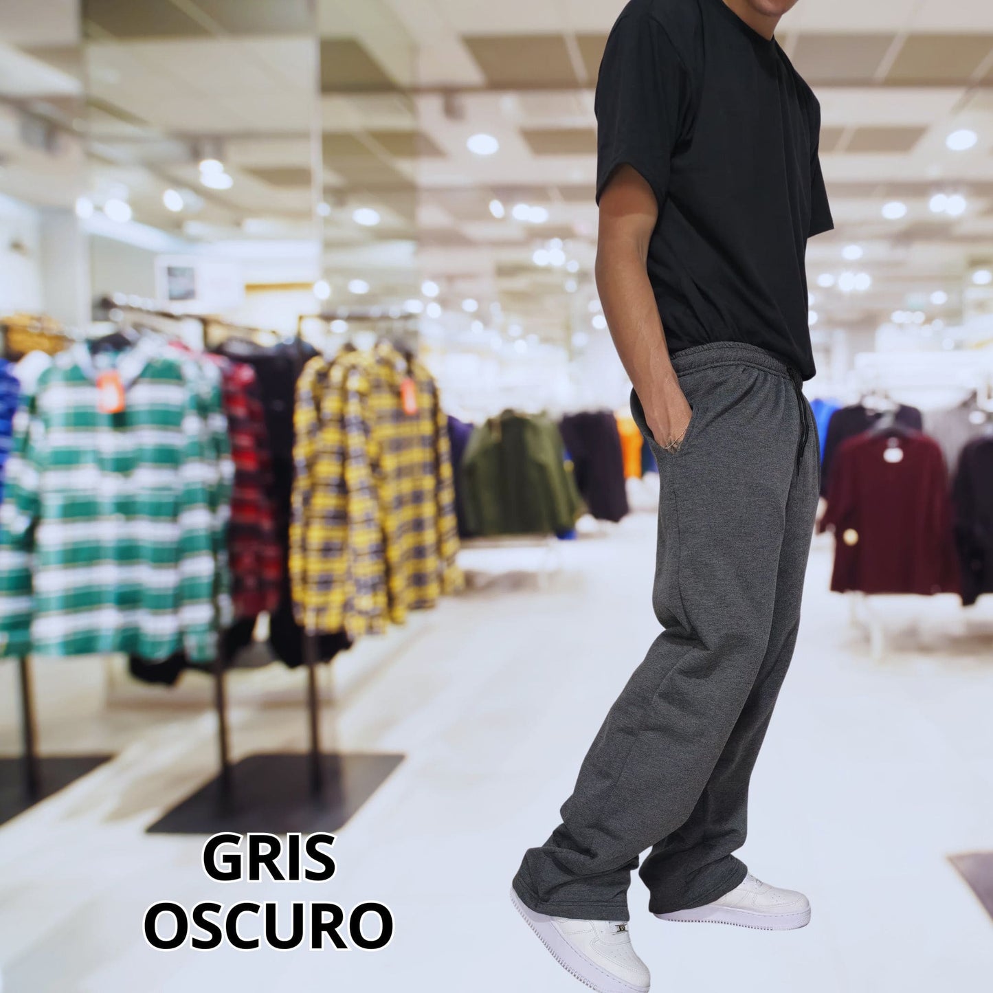 Cool Trendys L / GRIS OSCURO Nuevo Basic & Bold🤩: Jogger Bota Recta para Hombre