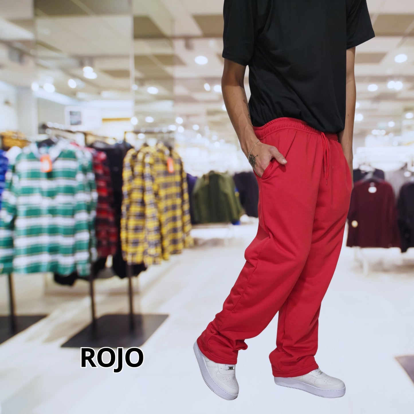 Cool Trendys L / ROJO Nuevo Basic & Bold🤩: Jogger Bota Recta para Hombre