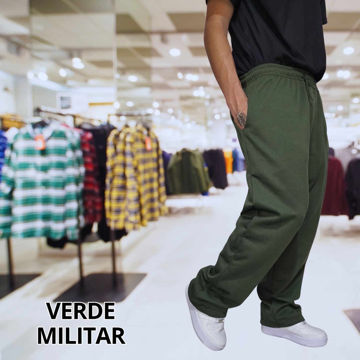 Cool Trendys L / VERDE MILITAR Nuevo Basic & Bold🤩: Jogger Bota Recta para Hombre