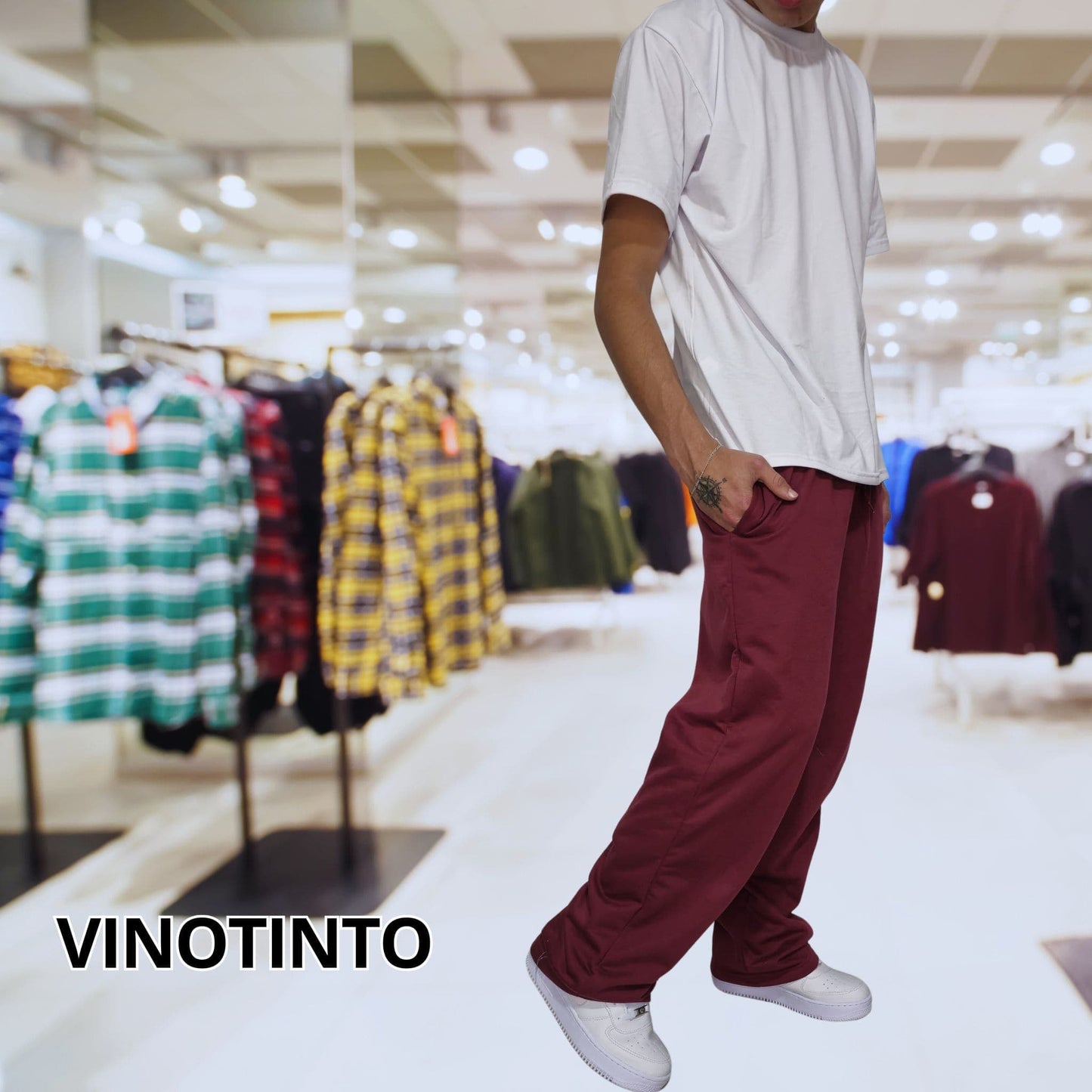 Cool Trendys L / VINOTINTO Nuevo Basic & Bold🤩: Jogger Bota Recta para Hombre