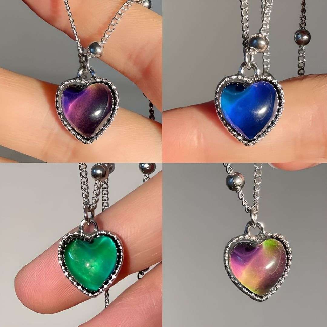 Cool Trendys Navidad Collar de corazón Emociones que cambia de color🌷 + Cajita de Regalo