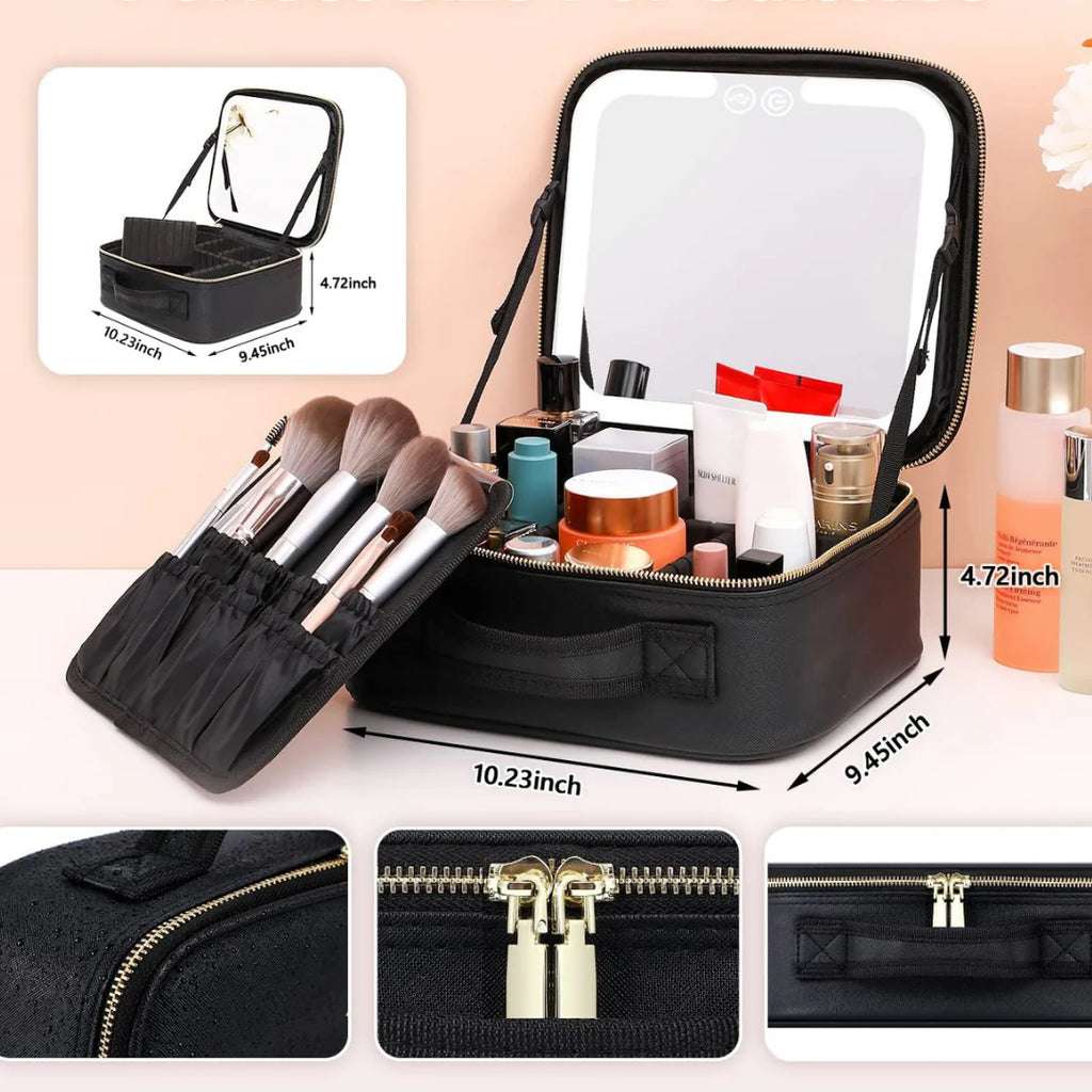 Cool Trendys NEGRO Cosmetiquera con luz LED🌟