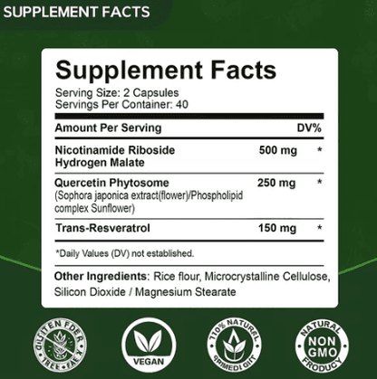 Cool Trendys Salud NAD + RESVERATROL - 80 CAPSULAS | Antienvejecimiento Liposomal